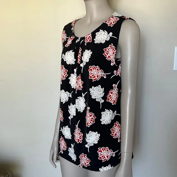 Calvin Klein floral black tank top sleeveless blouse, size XL womens - Picture 1 of 8